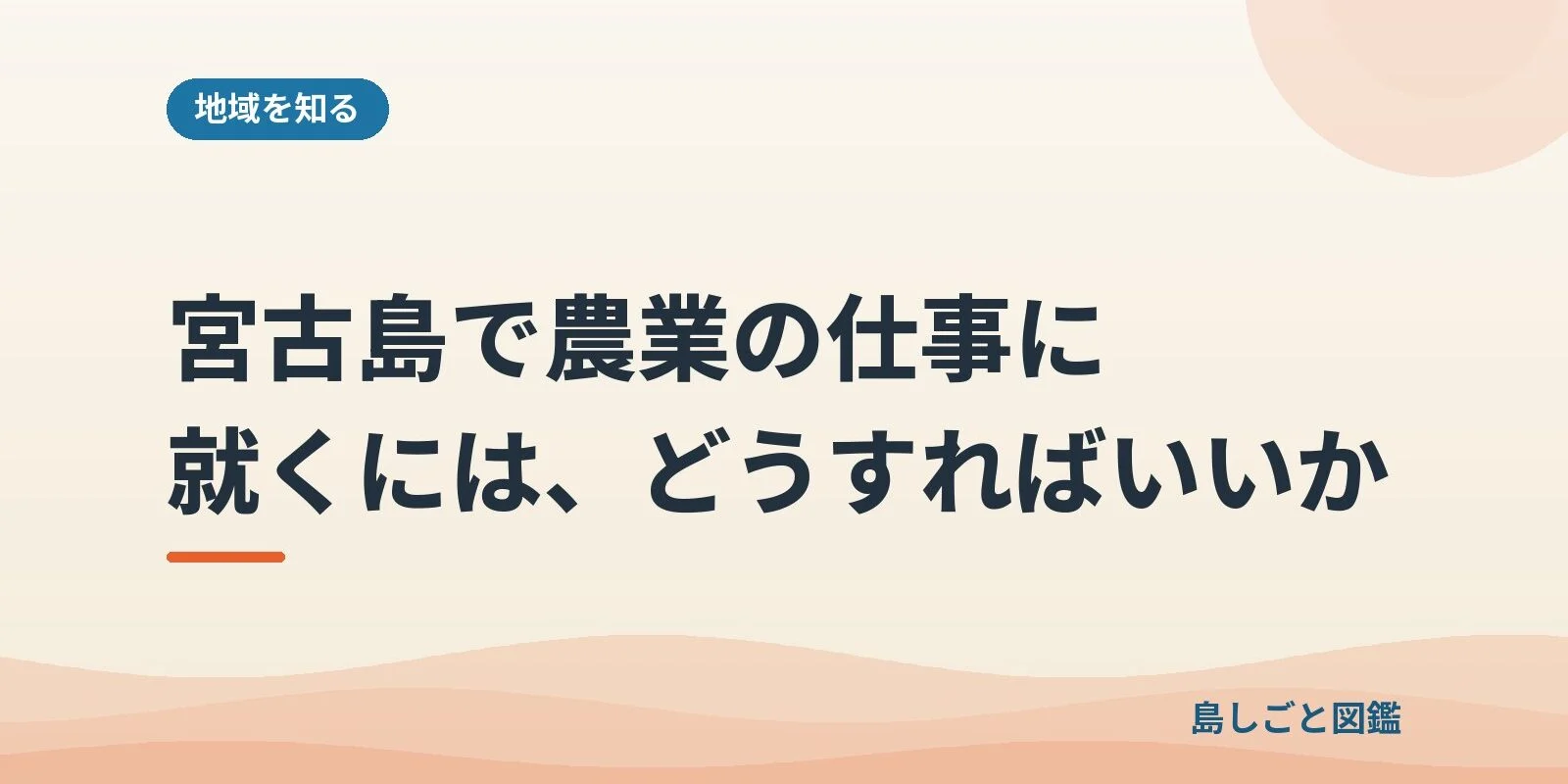 宮古島で農業の仕事に就くには、どうすればいいか